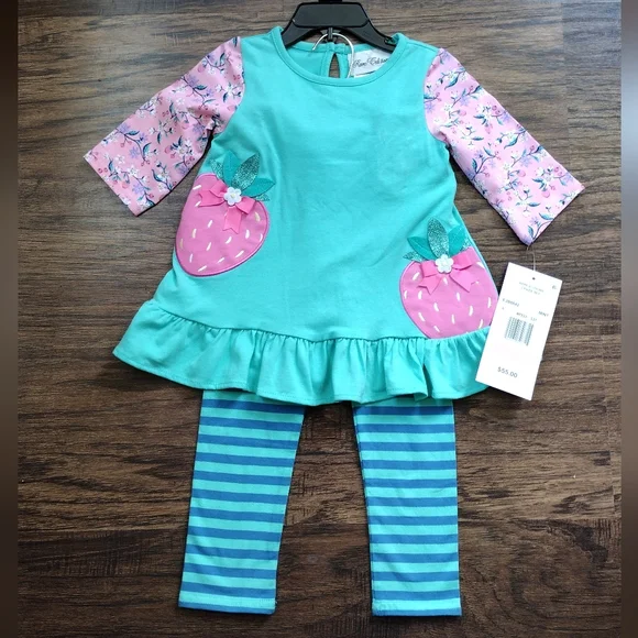 Rare Editions Strawberry 🍓 2 Piece Girl's Outfit Size 2T NWT - Picture 3 of 9